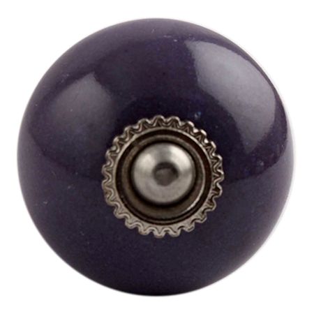 Purple Round Silver Fitting Ceramic Drawer Knob